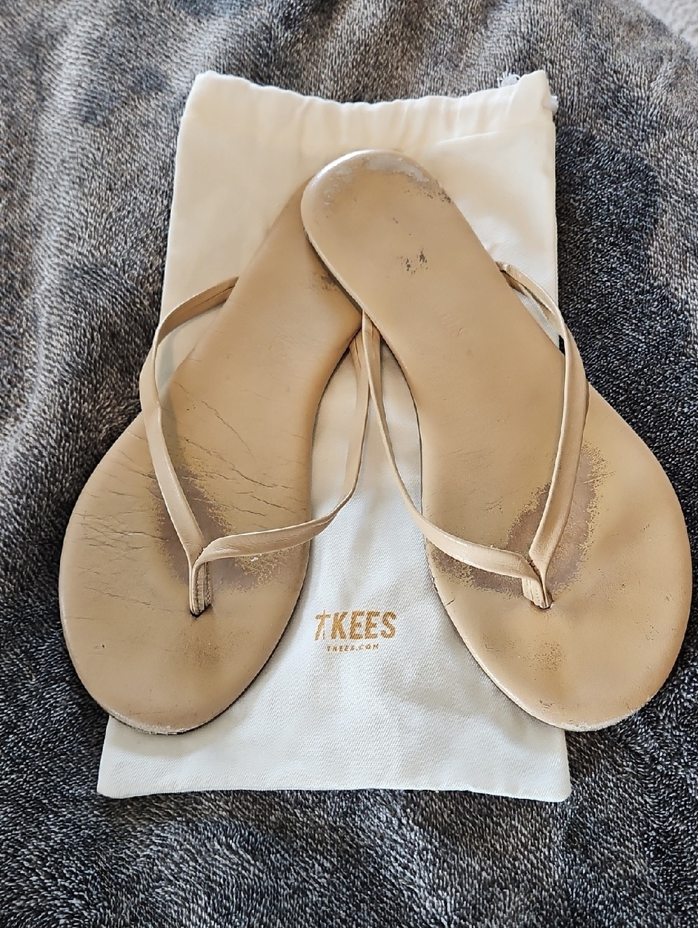 TKEES Women's Foundations Matte leather sandals, sunkissed beige, Sz 9